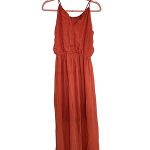 Sweet Storm Orange Gauze Maxi Dress Spaghetti Strap Elastic Waist Size S